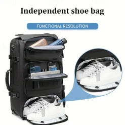 Travel Backpack For Men Waterproof 17 Inch Business Laptop Backpack With Separate Shoe Bag Hidden USB Charging Port 50L Outdoors Trekking Backpack For Woman Hiking Camping Backpack