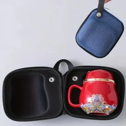 Travel Tea Set Ceramic Portable Lucky Cat Tea Mug - Perfect for Travel, Office, or as a Gift!