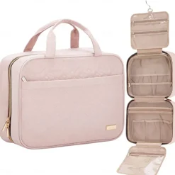 Travel Toiletry Bag for Women & Men, Waterproof Makeup Bag with Hanging Hook and Multiple Pockets, Cosmetic Bags for Women, Travel Essentials,