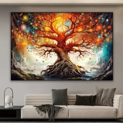 Tree Of Life Wall Art Canvas Tree Prints and Posters Pictures Decorative Fabric Painting For Living Room Pictures No Frame