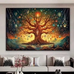 Tree Of Life Wall Art Canvas Tree Prints and Posters Pictures Decorative Fabric Painting For Living Room Pictures No Frame