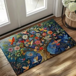 Tree of Life with Birds Doormat Floor Mats Washable Rugs Kitchen Mat Non-Slip Oil Proof Rug Indoor Outdoor Mat Bedroom Decor Bathroom Mat Entrance Rug