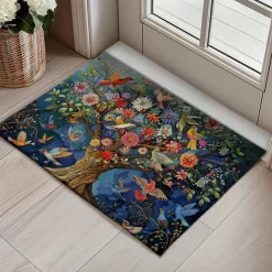 Tree of Life with Birds Doormat Floor Mats Washable Rugs Kitchen Mat Non-Slip Oil Proof Rug Indoor Outdoor Mat Bedroom Decor Bathroom Mat Entrance Rug