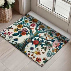 Tree of Life with Birds Doormat Floor Mats Washable Rugs Kitchen Mat Non-Slip Oil Proof Rug Indoor Outdoor Mat Bedroom Decor Bathroom Mat Entrance Rug