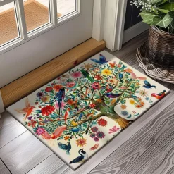 Tree of Life with Birds Doormat Floor Mats Washable Rugs Kitchen Mat Non-Slip Oil Proof Rug Indoor Outdoor Mat Bedroom Decor Bathroom Mat Entrance Rug