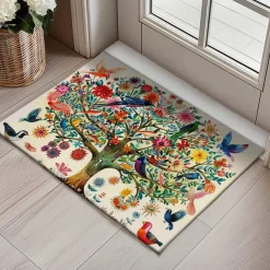 Tree of Life with Birds Doormat Floor Mats Washable Rugs Kitchen Mat Non-Slip Oil Proof Rug Indoor Outdoor Mat Bedroom Decor Bathroom Mat Entrance Rug