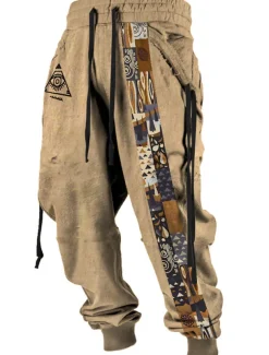 Tribal Bandana Print Vintage Men's 3D Print Sweatpants Pants Trousers Outdoor Street Casual Daily Polyester Black Red Blue S M L Mid Waist Elasticity Pants