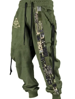 Tribal Bandana Print Vintage Men's 3D Print Sweatpants Pants Trousers Outdoor Street Casual Daily Polyester Black Red Blue S M L Mid Waist Elasticity Pants