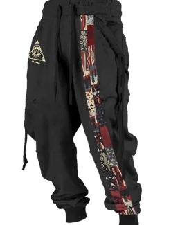 Tribal Bandana Print Vintage Men's 3D Print Sweatpants Pants Trousers Outdoor Street Casual Daily Polyester Black Red Blue S M L Mid Waist Elasticity Pants