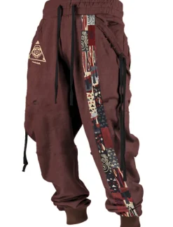 Tribal Bandana Print Vintage Men's 3D Print Sweatpants Pants Trousers Outdoor Street Casual Daily Polyester Black Red Blue S M L Mid Waist Elasticity Pants