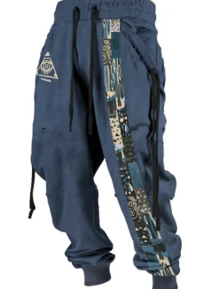 Tribal Bandana Print Vintage Men's 3D Print Sweatpants Pants Trousers Outdoor Street Casual Daily Polyester Black Red Blue S M L Mid Waist Elasticity Pants