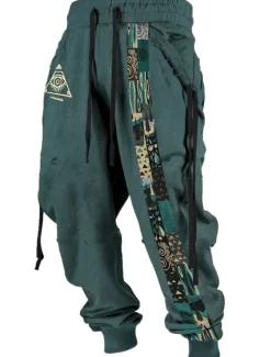 Tribal Bandana Print Vintage Men's 3D Print Sweatpants Pants Trousers Outdoor Street Casual Daily Polyester Black Red Blue S M L Mid Waist Elasticity Pants