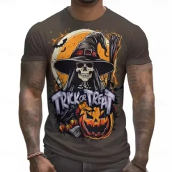 Trick or Treat Witch Skeleton Skull T-shirt Halloween 3D Graphic For Men's Adults' Masquerade 3D Print Party Casual Daily