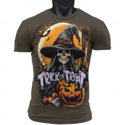 Trick or Treat Witch Skeleton Skull T-shirt Halloween 3D Graphic For Men's Adults' Masquerade 3D Print Party Casual Daily