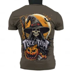 Trick or Treat Witch Skeleton Skull T-shirt Halloween 3D Graphic For Men's Adults' Masquerade 3D Print Party Casual Daily