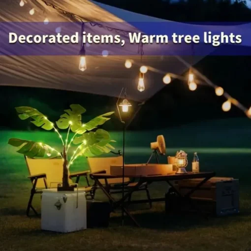 Tropical Palm Leaf Desk Lamp, USB & Battery Powered for Bedroom & Outdoor, Push Button Control, Hawaiian Party Decoration - Batteries Not Included