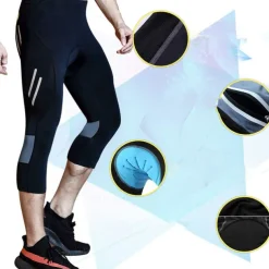 TRYSIL Men's Cycling Road Shorts Cycling 3/4 Tights Bike Pants / Trousers Mountain Bike MTB Road Bike Cycling Sports Solid Colored Breathable Comfortable Black Blue Polyester Clothing Apparel Bike