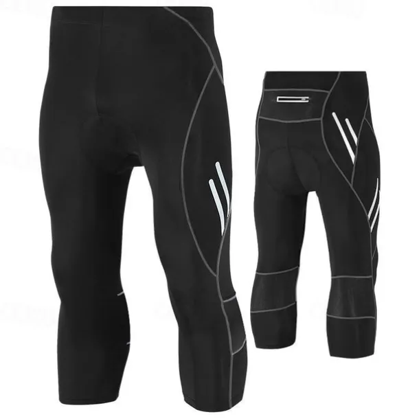 TRYSIL Men's Cycling Road Shorts Cycling 3/4 Tights Bike Pants / Trousers Mountain Bike MTB Road Bike Cycling Sports Solid Colored Breathable Comfortable Black Blue Polyester Clothing Apparel Bike