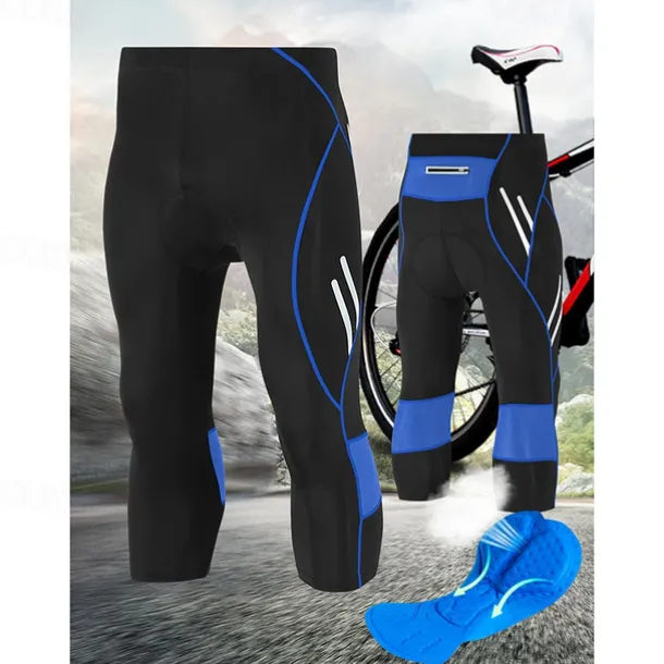 TRYSIL Men's Cycling Road Shorts Cycling 3/4 Tights Bike Pants / Trousers Mountain Bike MTB Road Bike Cycling Sports Solid Colored Breathable Comfortable Black Blue Polyester Clothing Apparel Bike