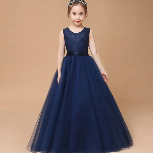 TS Princess Floor Length Flower Girl Dress Quinceanera Girls Cute Prom Dress Tulle with Bow(s) Elegant Fit 3-16 Years