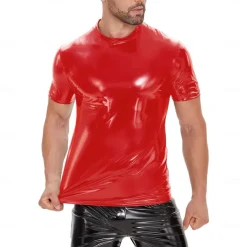 T-shirt Skin Suit Carnival Costume Men's Shiny Metallic Costume for Performance Club Pole Dance Halloween Carnival Adults'