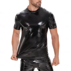 T-shirt Skin Suit Carnival Costume Men's Shiny Metallic Costume for Performance Club Pole Dance Halloween Carnival Adults'