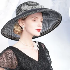 Tulle / Basketwork Kentucky Hat / Hats / Headwear with Floral 1pc Wedding / Special Occasion / Casual Headpiece dress to impress Race Day Dress