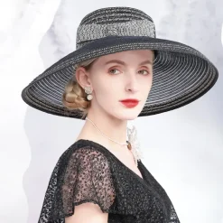 Tulle / Basketwork Kentucky Hat / Hats / Headwear with Floral 1pc Wedding / Special Occasion / Casual Headpiece dress to impress Race Day Dress