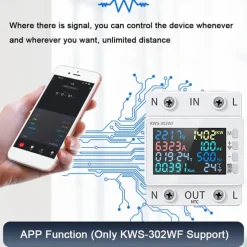 Tuya WiFi 8in1 Power Meter Color Screen 2P Multi-function AC Energy Meter Mobilephone Remotely APP Control 170-270V/63A