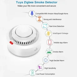 Tuya ZigBee Smart Smoke Detector Security Protection Smoke Alarm Fire Protection For Home Security System Via Smart Life Ap