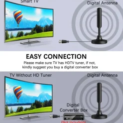TV Antenna Digital HDTV Amplified 3600 Mile Range Indoor Outdoor W/Magnetic Base