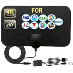 TV Antenna-2023 Indoor Amplified HD Digital TV Antenna For Smart TV Up To 380Miles Support 4K 1080p And All Older TV's-Ultra Thin Smart Switch Amplifier Signal Booster-18ft HDTV Cable/AC Adapter