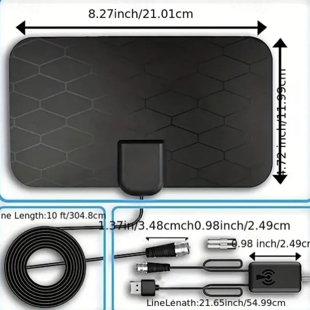 TV Antenna-2023 Indoor Amplified HD Digital TV Antenna For Smart TV Up To 380Miles Support 4K 1080p And All Older TV's-Ultra Thin Smart Switch Amplifier Signal Booster-18ft HDTV Cable/AC Adapter