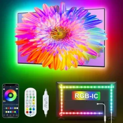 TV LED Backlight Strip RGBIC Programmable Music Synchronization Timing Bluetooth APP Control 2.4G Control 1-5M TV/Monitor Backlight Indoor or Outdoor Activities Festival Decoration USB 5050 Light Strip