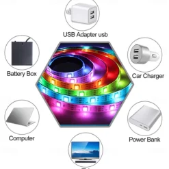 TV LED Backlight Strip RGBIC Programmable Music Synchronization Timing Bluetooth APP Control 2.4G Control 1-5M TV/Monitor Backlight Indoor or Outdoor Activities Festival Decoration USB 5050 Light Strip