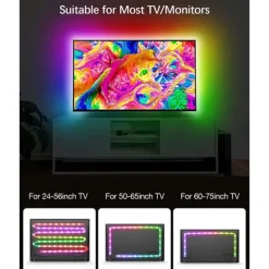 TV LED Backlight Strip RGBIC Programmable Music Synchronization Timing Bluetooth APP Control 2.4G Control 1-5M TV/Monitor Backlight Indoor or Outdoor Activities Festival Decoration USB 5050 Light Strip