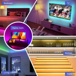TV LED Backlights App Control RGB Smart LED Strip Lights with WIFI Atmosphere Light with USB TV Background Light 5V Living Room Led Color Atmosphere Light Remote Control