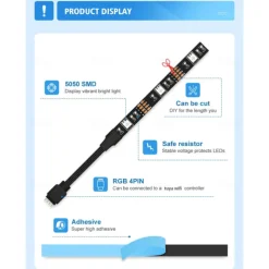 TV LED Backlights App Control RGB Smart LED Strip Lights with WIFI Atmosphere Light with USB TV Background Light 5V Living Room Led Color Atmosphere Light Remote Control