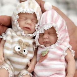 Twin Miniature Lifelike Reborn Baby Dolls Handcrafted Silicone Surprise Accessories Included for Children Ages 3-6 Years - Realistic Newborn Baby Doll Set