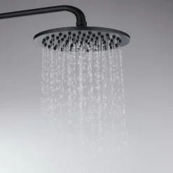 Two Handles Shower Systerm Set, Black Brass Faucet Three Holes Adjustable Electroplated Rainfall High Pressure Shower Mixer Taps with Rain Shower and Hand Shower