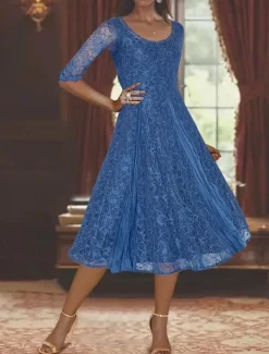 Two Piece A-Line Mother of the Bride Dress Elegant Simple Casual Boat Neck Ankle Length Chiffon Long Sleeve with Lace Ruffles