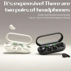Two-in-one sleep wireless Bluetooth headphones thin mini noise reduction digital display long-lasting battery life