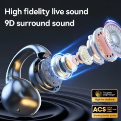 TWS Bluetooth Earphone Clip Ear Type Sports and Leisure Headphones 5.3 Wireless Headset Waterproof Earbuds Stereo Noise Reduction Sport Earphones