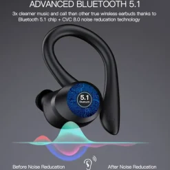TWS Wireless Earphones Bluetooth-compatible 5.1 Headphones IPX7 Waterproof Earbuds LED Display HD Stereo Mic for Xiaomi iPhone