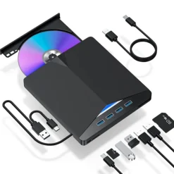 Type C/USB 3.0 External DVD Drive CD Player PC DVD-RW ROM Player CD-RW External CD DVD Drive For Macbook Laptop Desktop USB 3.0 External CD/DVD Drive for Laptop and Desktop