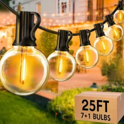 UL Certified Outdoor LED Bulb String Lights 98ft 30m String Lights Outdoor with Shatterproof G40 LED Bulbs Waterproof Hanging Patio Lighting for Christmas Patio House Backyard Balcony Party