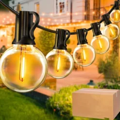 UL Certified Outdoor LED Bulb String Lights 98ft 30m String Lights Outdoor with Shatterproof G40 LED Bulbs Waterproof Hanging Patio Lighting for Christmas Patio House Backyard Balcony Party
