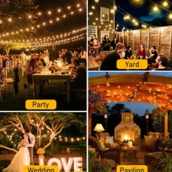 UL Certified Outdoor LED Bulb String Lights 98ft 30m String Lights Outdoor with Shatterproof G40 LED Bulbs Waterproof Hanging Patio Lighting for Christmas Patio House Backyard Balcony Party