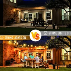 UL Certified Outdoor LED Bulb String Lights 98ft 30m String Lights Outdoor with Shatterproof G40 LED Bulbs Waterproof Hanging Patio Lighting for Christmas Patio House Backyard Balcony Party