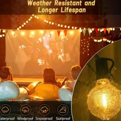 UL Certified Outdoor LED Bulb String Lights 98ft 30m String Lights Outdoor with Shatterproof G40 LED Bulbs Waterproof Hanging Patio Lighting for Christmas Patio House Backyard Balcony Party